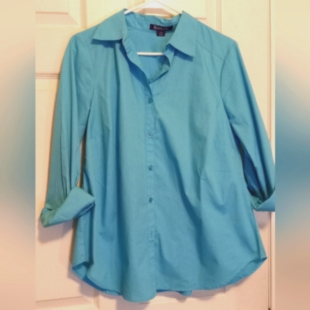 Vintage Roaman's Azure Blue Smock/Painter's Blouse - Size: 12W New Without Tag